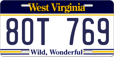 WV license plate 8OT769