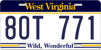 WV license plate 8OT771