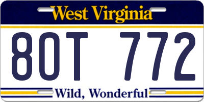 WV license plate 8OT772