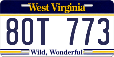 WV license plate 8OT773