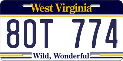 WV license plate 8OT774