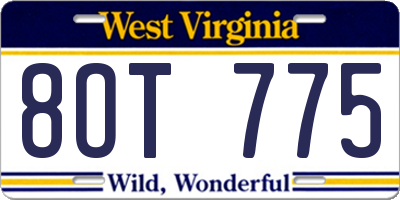 WV license plate 8OT775