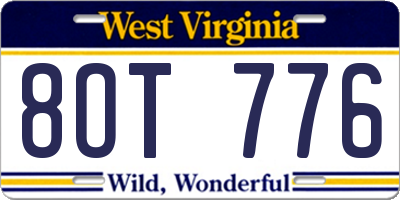 WV license plate 8OT776