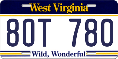WV license plate 8OT780