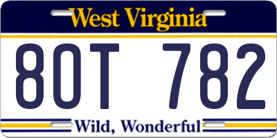 WV license plate 8OT782