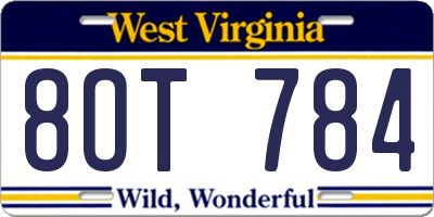 WV license plate 8OT784