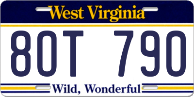 WV license plate 8OT790