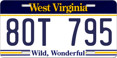 WV license plate 8OT795