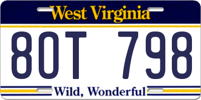 WV license plate 8OT798