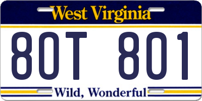 WV license plate 8OT801