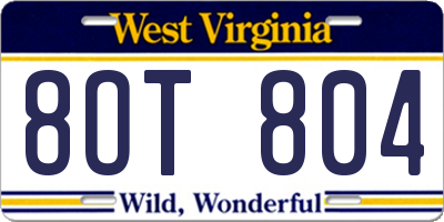 WV license plate 8OT804