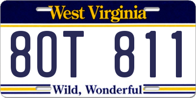 WV license plate 8OT811
