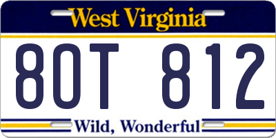 WV license plate 8OT812
