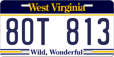 WV license plate 8OT813