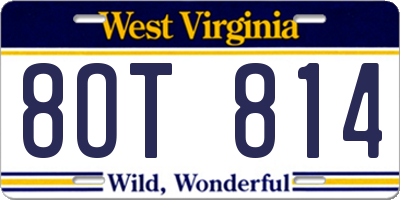 WV license plate 8OT814