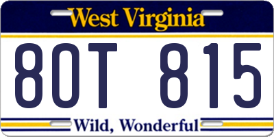 WV license plate 8OT815