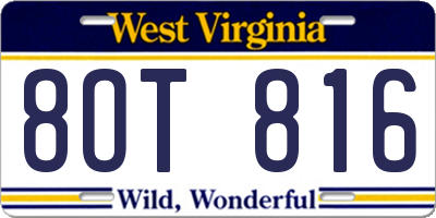 WV license plate 8OT816