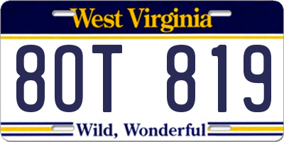 WV license plate 8OT819