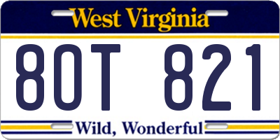 WV license plate 8OT821