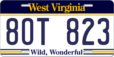 WV license plate 8OT823