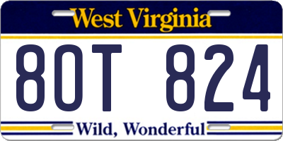 WV license plate 8OT824