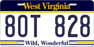 WV license plate 8OT828
