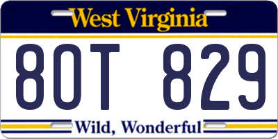 WV license plate 8OT829