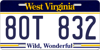 WV license plate 8OT832
