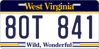 WV license plate 8OT841