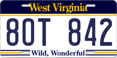WV license plate 8OT842