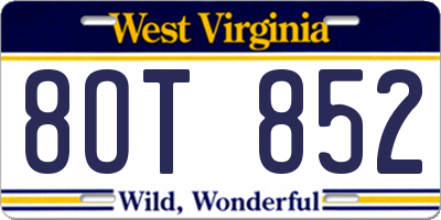 WV license plate 8OT852