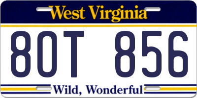 WV license plate 8OT856