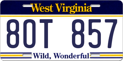 WV license plate 8OT857