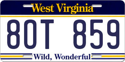 WV license plate 8OT859