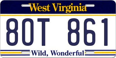 WV license plate 8OT861
