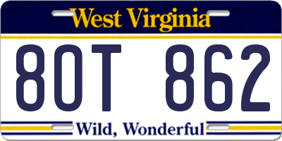 WV license plate 8OT862