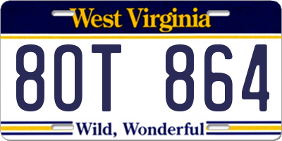 WV license plate 8OT864