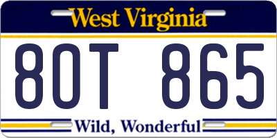 WV license plate 8OT865