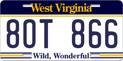 WV license plate 8OT866