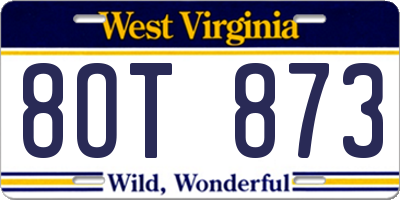 WV license plate 8OT873