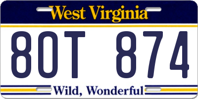 WV license plate 8OT874