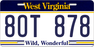 WV license plate 8OT878