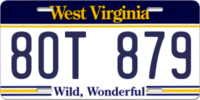 WV license plate 8OT879