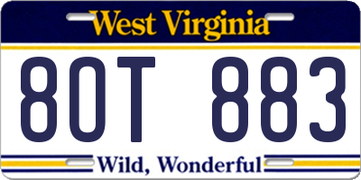 WV license plate 8OT883