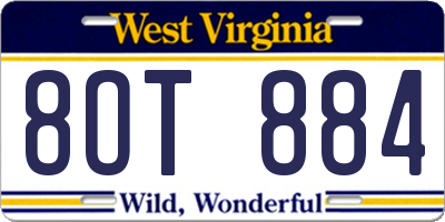 WV license plate 8OT884