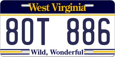 WV license plate 8OT886