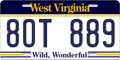 WV license plate 8OT889