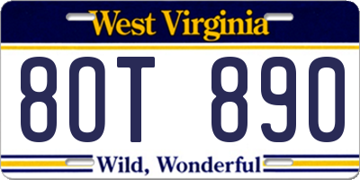 WV license plate 8OT890