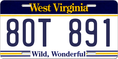 WV license plate 8OT891