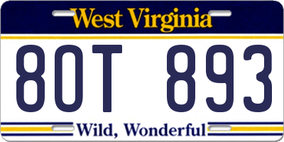 WV license plate 8OT893